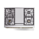 ILVE 40-Inch Nostalgie II Dual Fuel Range with 6 Burners, Griddle and Solid Door Oven in Glossy Black with Brass Trim (UPD40FQNMPBKG)