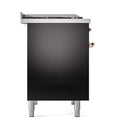 ILVE Nostalgie II 40 inch Propane Gas Dual Fuel Range with 6 Sealed Burners, Griddle with Triple Glass Door in Glossy Black with Copper Trim