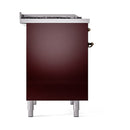 ILVE Nostalgie II 40 inch Propane Gas Dual Fuel Range with 6 Sealed Burners, Griddle with Triple Glass Door in Burgundy with Burnished Trim