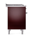 ILVE Nostalgie II 40 inch Propane Gas Dual Fuel Range with 6 Sealed Burners, Griddle with Triple Glass Door in Burgundy with Chrome Trim