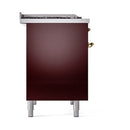 ILVE Nostalgie II 40 inch Propane Gas Dual Fuel Range with 6 Sealed Burners, Griddle with Triple Glass Door in Burgundy with Brass Trim
