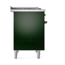 ILVE Nostalgie II 40 inch Propane Gas Dual Fuel Range with 6 Sealed Burners, Griddle with Triple Glass Door in Emerald Green with Burnished Trim