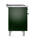 ILVE Nostalgie II 40 inch Propane Gas Dual Fuel Range with 6 Sealed Burners, Griddle with Triple Glass Door in Emerald Green with Chrome Trim