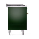 ILVE Nostalgie II 40 inch Propane Gas Dual Fuel Range with 6 Sealed Burners, Griddle with Triple Glass Door in Emerald Green with Brass Trim