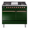 ILVE Nostalgie II 40 inch Propane Gas Dual Fuel Range with 6 Sealed Burners, Griddle with Triple Glass Door in Emerald Green with Copper Trim