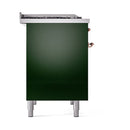 ILVE Nostalgie II 40 inch Propane Gas Dual Fuel Range with 6 Sealed Burners, Griddle with Triple Glass Door in Emerald Green with Copper Trim