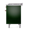 ILVE 40-Inch Nostalgie II Dual Fuel Range with 6 Burners, Griddle and Solid Door Oven in Emerald Green with Copper Trim (UPD40FQNMPEGP)