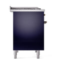 ILVE 40-Inch Nostalgie II Dual Fuel Range with 6 Burners, Griddle and Solid Door Oven in Midnight Blue with Bronze Trim (UPD40FQNMPMBB)