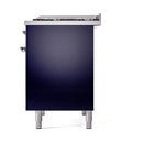 ILVE Nostalgie II 40 inch Propane Gas Dual Fuel Range with 6 Sealed Burners, Griddle with Triple Glass Door in Midnight Blue with Chrome Trim