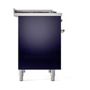 ILVE 40-Inch Nostalgie II Dual Fuel Range with 6 Burners, Griddle and Solid Door Oven in Midnight Blue with Brass Trim (UPD40FQNMPMBG)