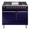 ILVE 40-Inch Nostalgie II Dual Fuel Range with 6 Burners, Griddle and Solid Door Oven in Midnight Blue with Copper Trim (UPD40FQNMPMBP)