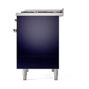 ILVE 40-Inch Nostalgie II Dual Fuel Range with 6 Burners, Griddle and Solid Door Oven in Midnight Blue with Copper Trim (UPD40FQNMPMBP)