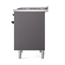 ILVE 40-Inch Nostalgie II Dual Fuel Range with 6 Burners, Griddle and Solid Door Oven in Matte Graphite with Bronze Trim (UPD40FQNMPMGB)