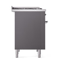 ILVE Nostalgie II 40 inch Propane Gas Dual Fuel Range with 6 Sealed Burners, Griddle with Triple Glass Door in Graphite Matte with Chrome Trim