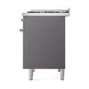 ILVE Nostalgie II 40 inch Propane Gas Dual Fuel Range with 6 Sealed Burners, Griddle with Triple Glass Door in Graphite Matte with Chrome Trim