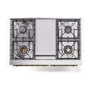 ILVE 40-Inch Nostalgie II Dual Fuel Range with 6 Burners, Griddle and Solid Door Oven  in Matte Graphite with Brass Trim (UPD40FQNMPMGG)