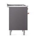 ILVE Nostalgie II 40 inch Propane Gas Dual Fuel Range with 6 Sealed Burners, Griddle with Triple Glass Door in Graphite Matte with Copper Trim