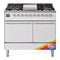 ILVE 40-Inch Nostalgie II Dual Fuel Range with 6 Burners, Griddle and Solid Door Oven in Custom RAL with Chrome Trim (UPD40FQNMPRAC)