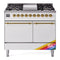 ILVE Nostalgie II 40 inch Propane Gas Dual Fuel Range with 6 Sealed Burners, Griddle with Triple Glass Door in RAL with Brass Trim