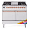 ILVE Nostalgie II 40 inch Propane Gas Dual Fuel Range with 6 Sealed Burners, Griddle with Triple Glass Door in RAL with Copper Trim