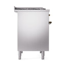 ILVE Nostalgie II 40 inch Propane Gas Dual Fuel Range with 6 Sealed Burners, Griddle with Triple Glass Door in Stainless Steel with Burnished Trim
