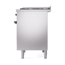 ILVE Nostalgie II 40 inch Propane Gas Dual Fuel Range with 6 Sealed Burners, Griddle with Triple Glass Door in Stainless Steel with Burnished Trim