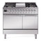 ILVE 40-Inch Nostalgie II Dual Fuel Range with 6 Burners, Griddle and Solid Door Oven in Stainless Steel with Chrome Trim (UPD40FQNMPSSC)