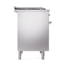 ILVE 40-Inch Nostalgie II Dual Fuel Range with 6 Burners, Griddle and Solid Door Oven in Stainless Steel with Chrome Trim (UPD40FQNMPSSC)