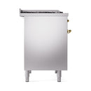 ILVE Nostalgie II 40 inch Propane Gas Dual Fuel Range with 6 Sealed Burners, Griddle with Triple Glass Door in Stainless Steel with Brass Trim