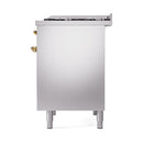 ILVE Nostalgie II 40 inch Propane Gas Dual Fuel Range with 6 Sealed Burners, Griddle with Triple Glass Door in Stainless Steel with Brass Trim