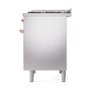 ILVE Nostalgie II 40 inch Propane Gas Dual Fuel Range with 6 Sealed Burners, Griddle with Triple Glass Door in Stainless Steel with Copper Trim