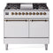 ILVE 40-Inch Nostalgie II Dual Fuel Range with 6 Burners, Griddle and Solid Door Oven in White with Bronze Trim (UPD40FQNMPWHB)