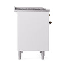 ILVE Nostalgie II 40 inch Propane Gas Dual Fuel Range with 6 Sealed Burners, Griddle with Triple Glass Door in White with Burnished Trim