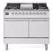 ILVE Nostalgie II 40 inch Propane Gas Dual Fuel Range with 6 Sealed Burners, Griddle with Triple Glass Door in White with Chrome Trim