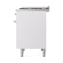 ILVE Nostalgie II 40 inch Propane Gas Dual Fuel Range with 6 Sealed Burners, Griddle with Triple Glass Door in White with Chrome Trim