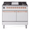 ILVE 40-Inch Nostalgie II Dual Fuel Range with 6 Burners, Griddle and Solid Door Oven in White with Copper Trim (UPD40FQNMPWHP)