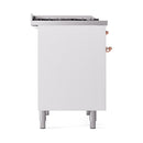 ILVE Nostalgie II 40 inch Propane Gas Dual Fuel Range with 6 Sealed Burners, Griddle with Triple Glass Door in White with Copper Trim
