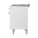 ILVE Nostalgie II 40 inch Propane Gas Dual Fuel Range with 6 Sealed Burners, Griddle with Triple Glass Door in White with Copper Trim