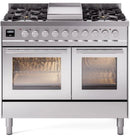 ILVE Professional Plus II 40-Inch Freestanding Dual Fuel Range with 6 Sealed Burner and Removable Griddle in Stainless Steel (UPD40FWMPSS)