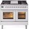 ILVE Professional Plus II 40-Inch Freestanding Dual Fuel Range with 6 Sealed Burner and Removable Griddle in White (UPD40FWMPWH)