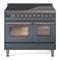 ILVE Nostalgie II 40-Inch Freestanding Electric Induction Range in Blue Grey with Copper Trim (UPDI406NMPBGP)