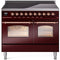 ILVE Nostalgie II 40-Inch Freestanding Electric Induction Range in Burgundy with Copper Trim (UPDI406NMPBUP)