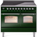 ILVE Nostalgie II 40-Inch Freestanding Electric Induction Range in Emerald Green with Chrome Trim (UPDI406NMPEGC)