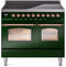 ILVE Nostalgie II 40-Inch Freestanding Electric Induction Range in Emerald Green with Copper Trim (UPDI406NMPEGP)