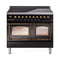 ILVE Nostalgie II Noblesse 40-Inch 4.3 Cu. Ft. Dual Oven Induction Range with 6 Elements and Triple Glass Door in Glossy Black with Burnished Bronze Trim (UNDI406NMPBKB)