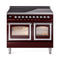 ILVE Nostalgie II Noblesse 40-Inch 4.3 Cu. Ft. Dual Oven Induction Range with 6 Elements and Triple Glass Door in Burgundy with Chrome Trim (UNDI406NMPBUC)
