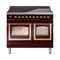 ILVE Nostalgie II Noblesse 40-Inch 4.3 Cu. Ft. Dual Oven Induction Range with 6 Elements and Triple Glass Door in Burgundy with Brass Trim (UNDI406NMPBUG)