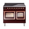 ILVE Nostalgie II Noblesse 40-Inch 4.3 Cu. Ft. Dual Oven Induction Range with 6 Elements and Triple Glass Door in Burgundy with Copper Trim (UNDI406NMPBUP)