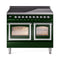 ILVE Nostalgie II Noblesse 40-Inch 4.3 Cu. Ft. Dual Oven Induction Range with 6 Elements and Triple Glass Door in Emerald Green with Chrome Trim (UNDI406NMPEGC)
