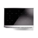 Black induction cooktop panel with indicator marks on the glass surface
